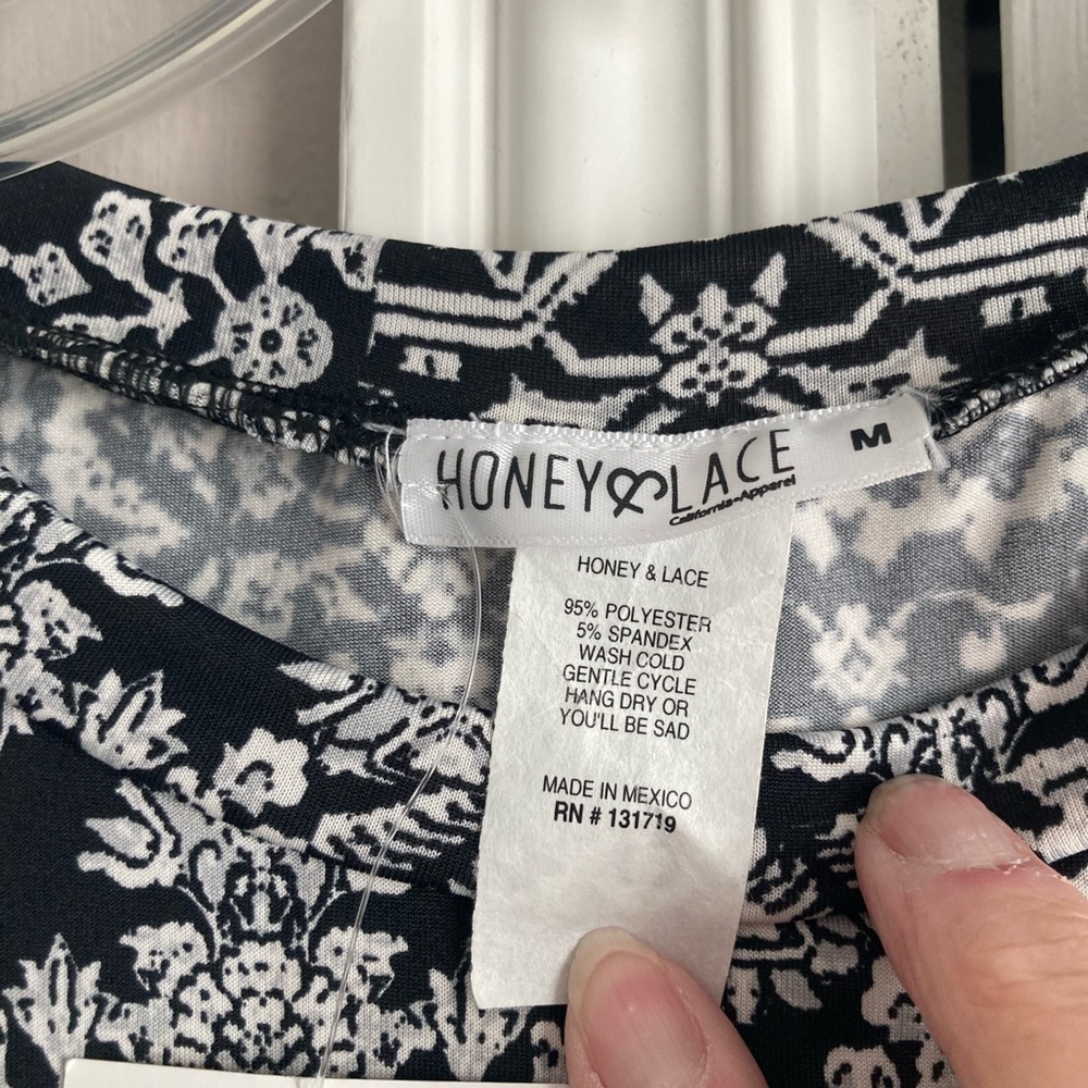 NWT Med Honey and lace tee flare dress - Picture 2 of 6